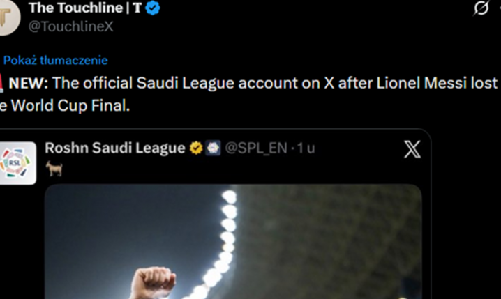 Oto WPIS KONTA LIGI SAUDYJSKIEJ tuż po porażce Argentyny w finale MŚ xD
